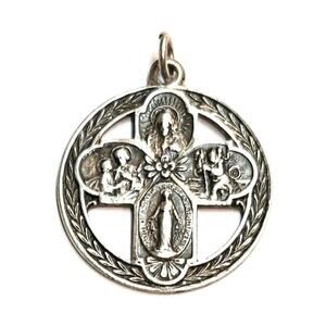 Vintage Sterling Silver Catholic Cross Medallion